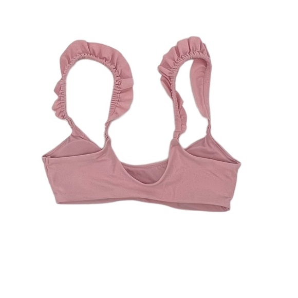NWT Aerie Pink Bikini Ruffled Strap Bikini Swimsuit Top Size XS Women’s - Picture 2 of 6